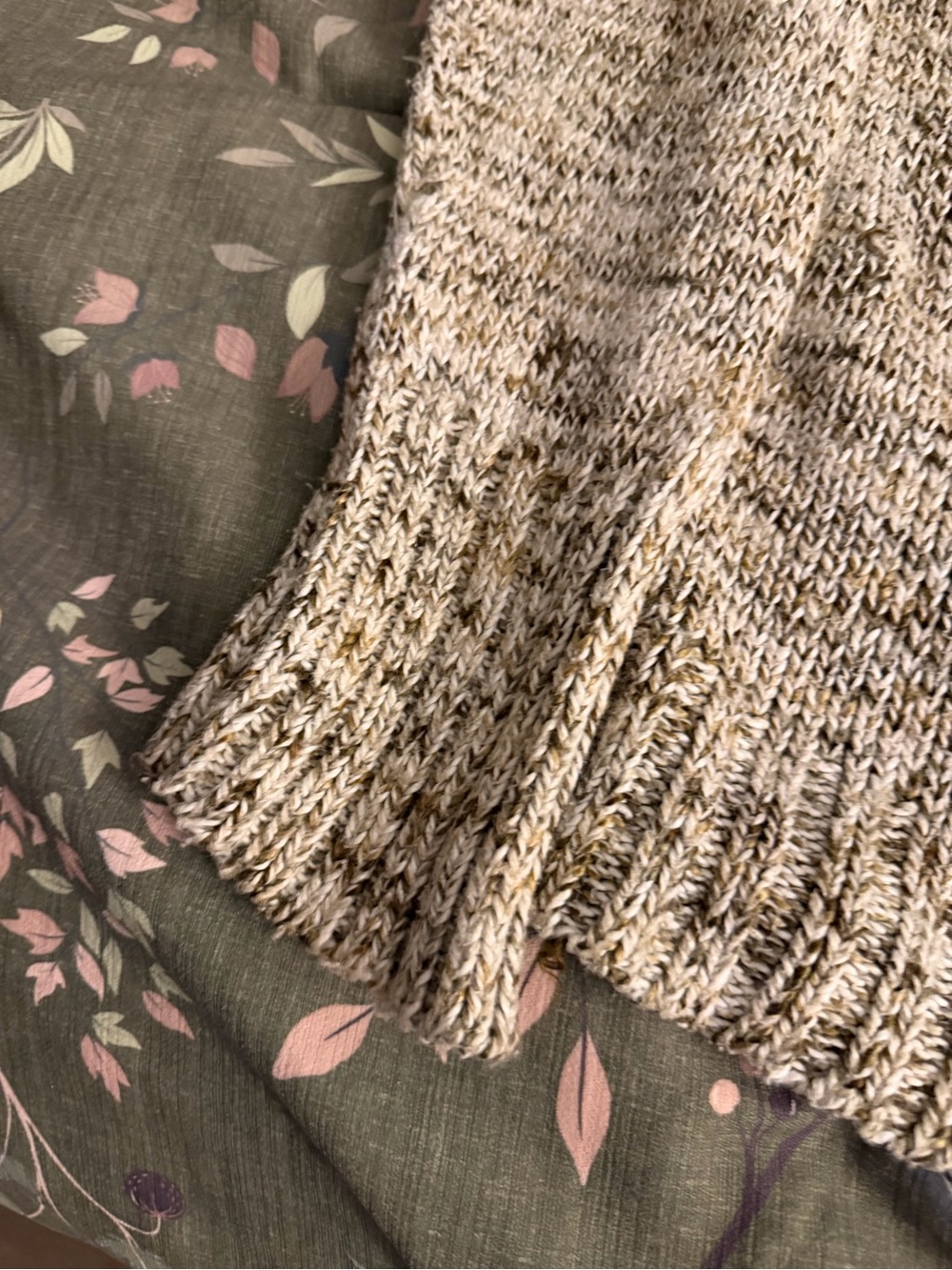 liz & co. Marled Knit Cowl Neck Sweater in Cream and tan - Picture 5 of 9